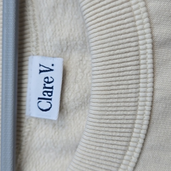 CLARE VRuffle Cotton Sweater In White Size Small - Picture 3 of 6